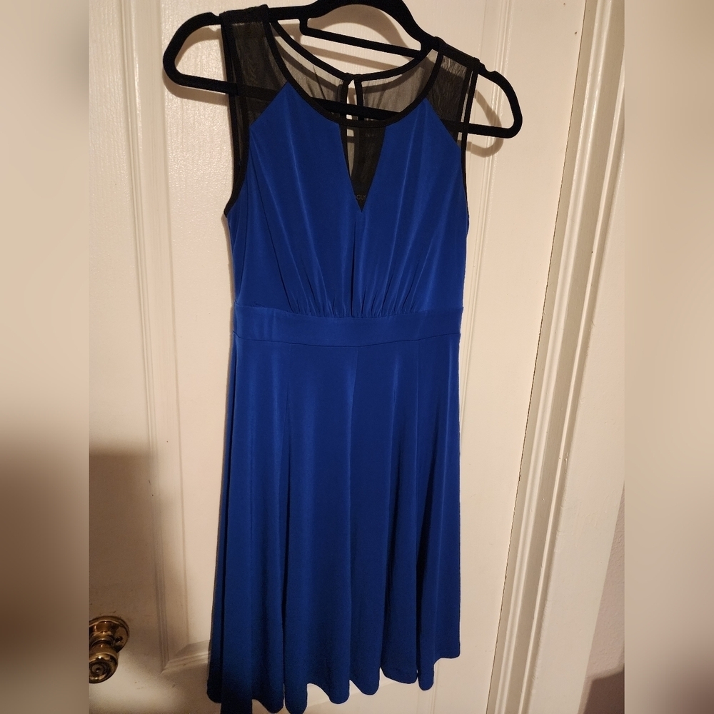 En Focus Studio Blue And Black Mesh Dress Size 8 - Picture 2 of 5